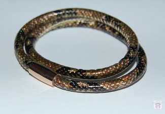 Kunstlederarmband in Schlangenlederoptik, bronzeschwarz
