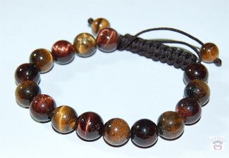 Tigerauge rot-goldbraun - Armband Shamballa Stil