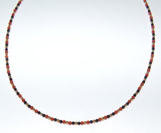 Edelsteinkette schmal, Onyx/Jaspis rot mit Silberkügelchen